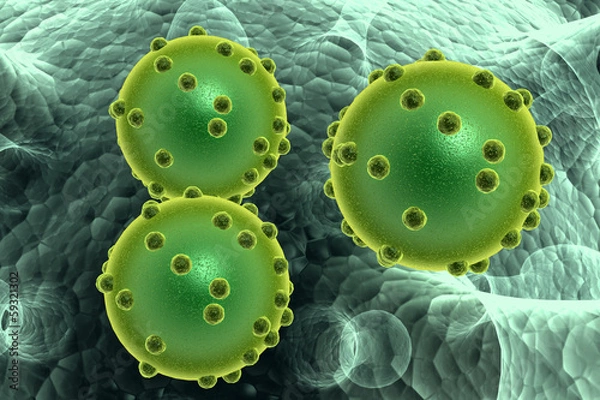 Obraz green bacterial intruder cells causing sickness