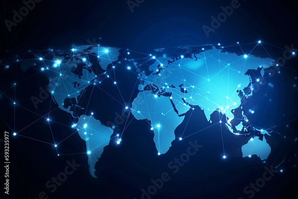 Fototapeta Blue Earth Map Glow Light Background Illustration