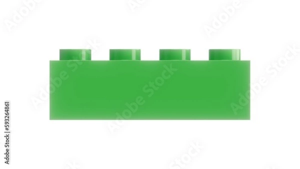 Obraz 3D Rendering Green Toy Brick Isolated on white Background