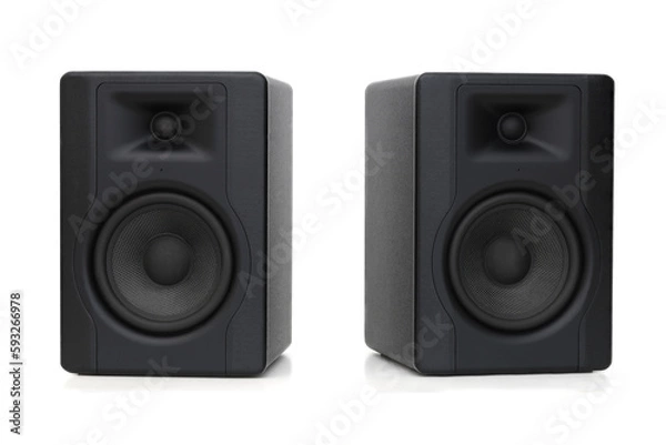 Obraz Two audio monitors isolated on white background