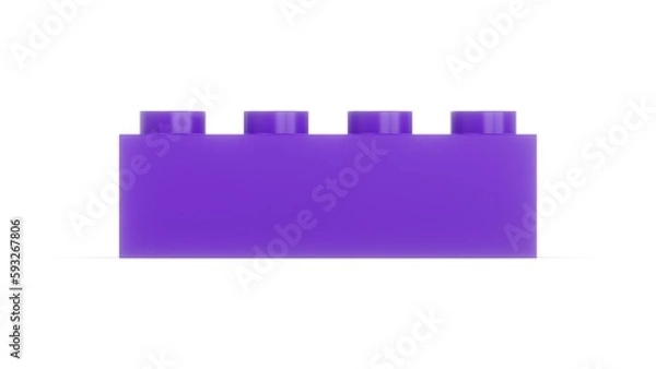 Obraz 3D Rendering Purple Toy Brick Isolated on white Background
