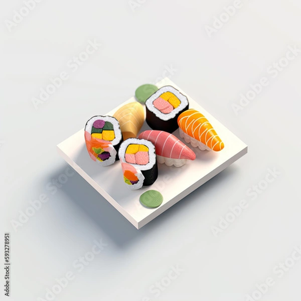 Fototapeta Softly Lit Isometric Porcelain Object: A Trending Modular Constructivism 
