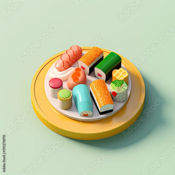 Fototapeta Softly Lit Isometric Porcelain Object: A Trending Modular Constructivism 
