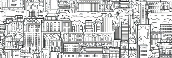 Fototapeta A very large city with lots of tall buildings created with Generative AI technology