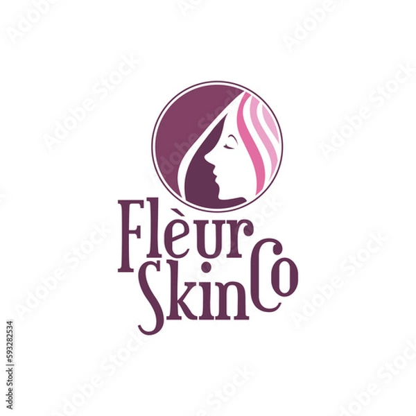 Fototapeta Modern and minimalist women skincare and hairstyle logo design.