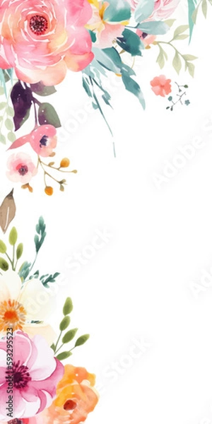 Obraz Vector gift card for mother's day. Illustration with flowers in soft pastel colors with copy space.