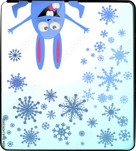 Obraz С новым годом. Голубой заяц. Улыбка. Открытка