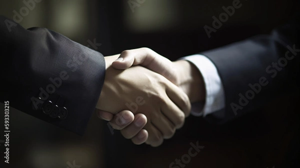 Fototapeta Businessman Sealing a Transformative Business Venture with Handshake generative ai