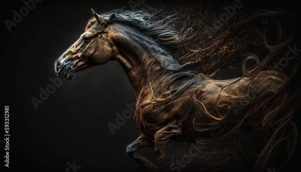 Obraz Horse animal abstract wallpaper. Contrast background stallion in vivid colors generative ai