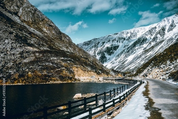 Fototapeta Spectacular scenery in the high mountains of western Sichuan, China, with different seasons