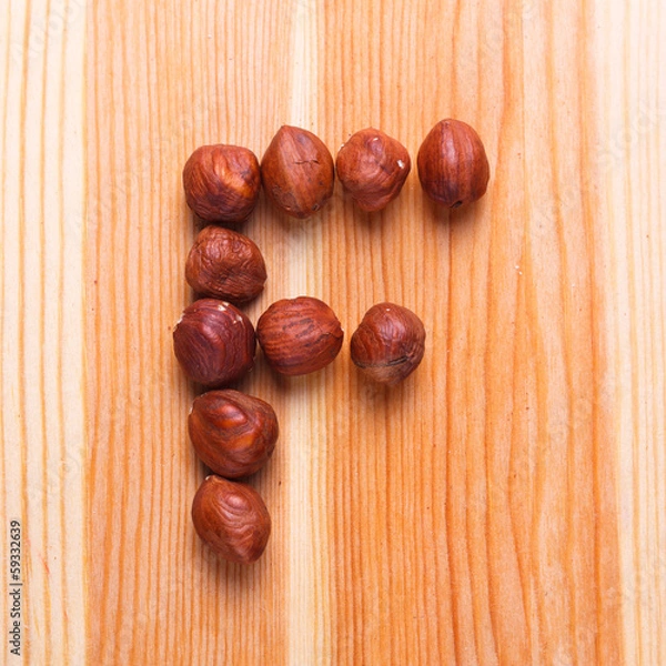 Fototapeta English alphabet with nuts