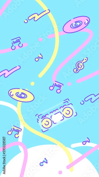 Fototapeta 16:9レトロでポップ！ミュージックな壁紙⭐︎