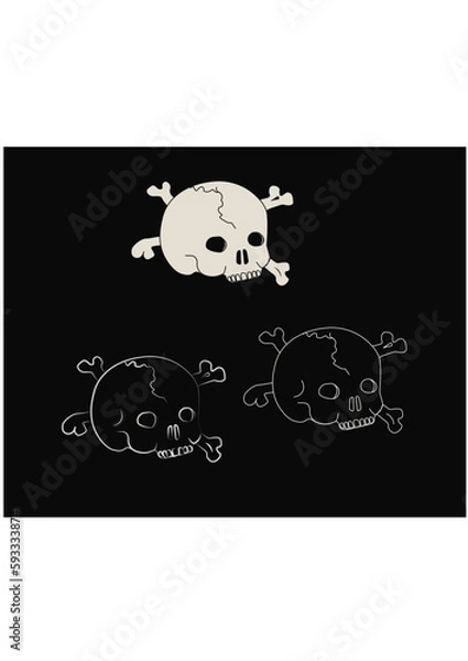 Fototapeta medival skulls 3 types vector