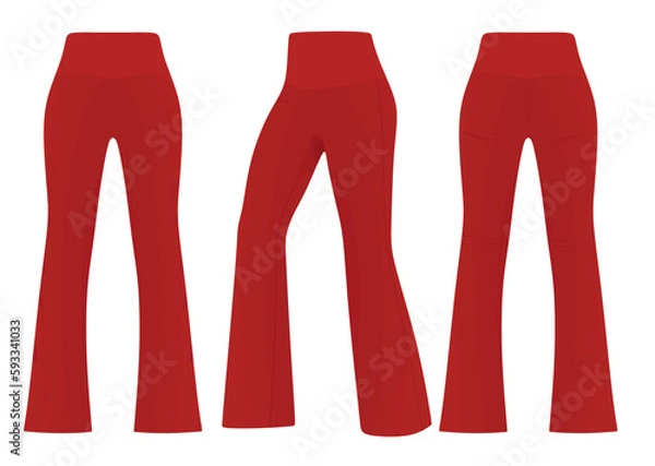 Fototapeta Red  flared loose pants. vector