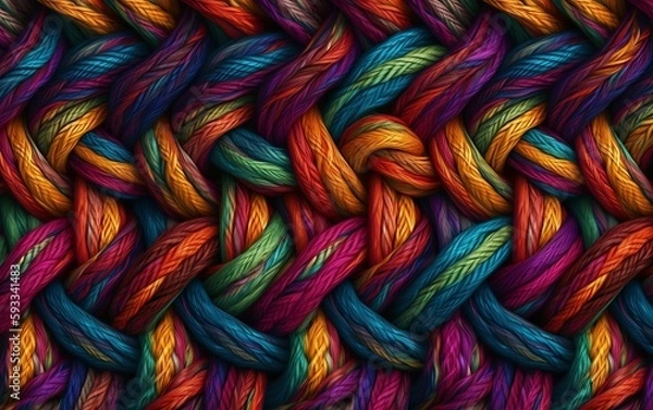 Obraz Colorful wool texture pattern. Generative AI technology.