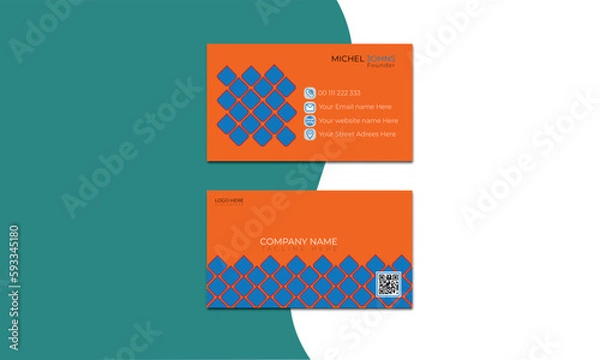 Fototapeta Modern and Exclusive business card Template design on Orange Background with mixed color