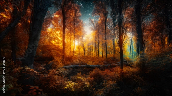 Obraz Beautiful autumn landscape. generative ai.