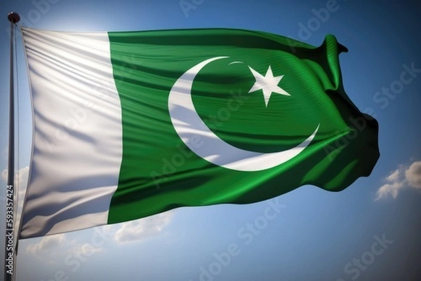 Obraz Pakistan flag waving in the wind, generative AI