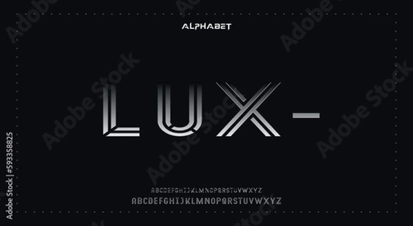 Fototapeta lux Abstract Fashion Best font alphabet. Minimal modern urban fonts for logo, brand, fashion, Heading etc. Typography typeface uppercase lowercase and number. vector illustration full Premium look