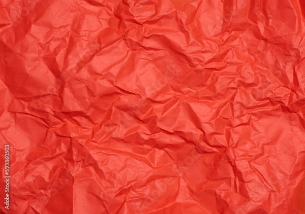 Fototapeta Crumpled red paper sheet, paper texture. Background for designers