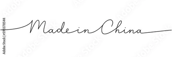 Fototapeta Made in China - word with continuous one line. Minimalist drawing of phrase illustration. China country - continuous one line illustration.