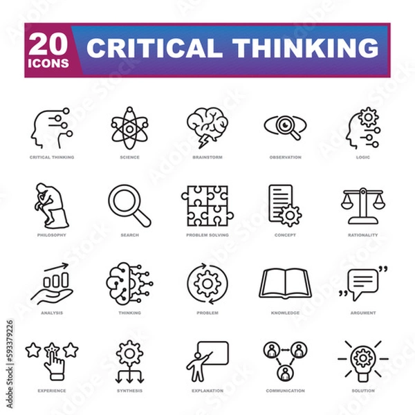Obraz Critical thinking Vector Illustration concept. Simple line critical thinking icon for templates, web design and infographics
