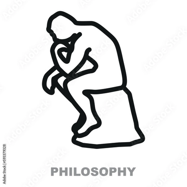 Obraz Thinker philosophy line icon vector. Inspired. Auguste Rodin's The Thinker.