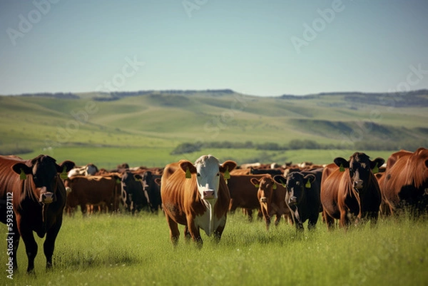 Obraz Cattle in the field - agribusiness - AI Technology