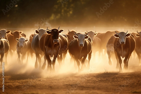 Obraz Cattle in the field - agribusiness - AI Technology