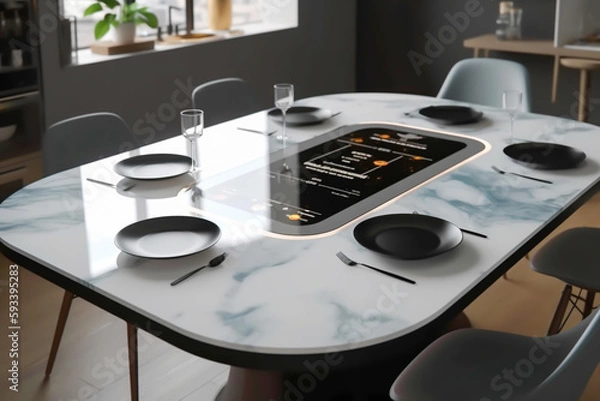 Fototapeta smart dinning table services system, generative ai