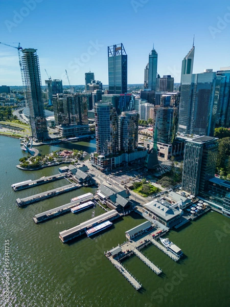 Obraz Aerial vertical shot of Perth CBD in daytime