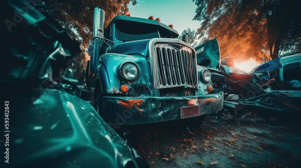 Obraz Truck Crash Damage Realistic Photo
