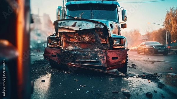 Obraz Truck Crash Damage Realistic Photo