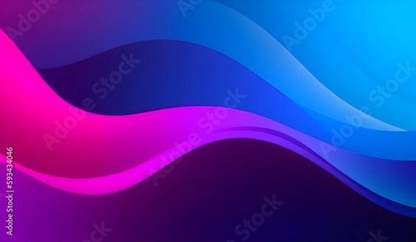 Fototapeta gradient purple, blue wavy dynamic abstract background. Generative AI