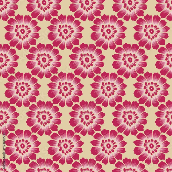 Fototapeta Vector viva magenta flower repeats seamless pattern background. Vector illustration