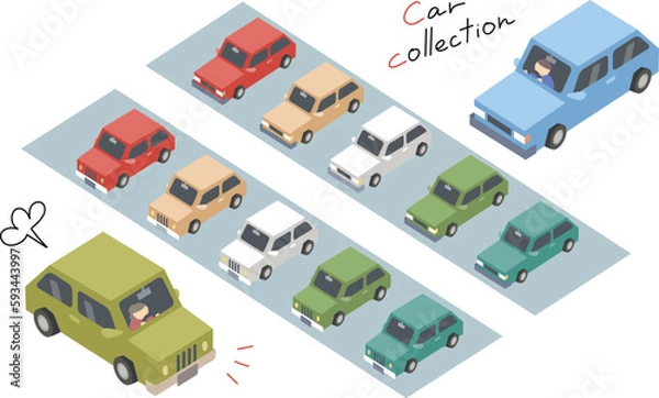 Obraz アイソメトリックの車のイラストセット