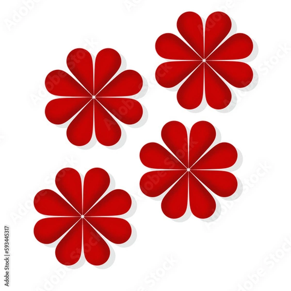 Obraz Four Red Flowers Illustration