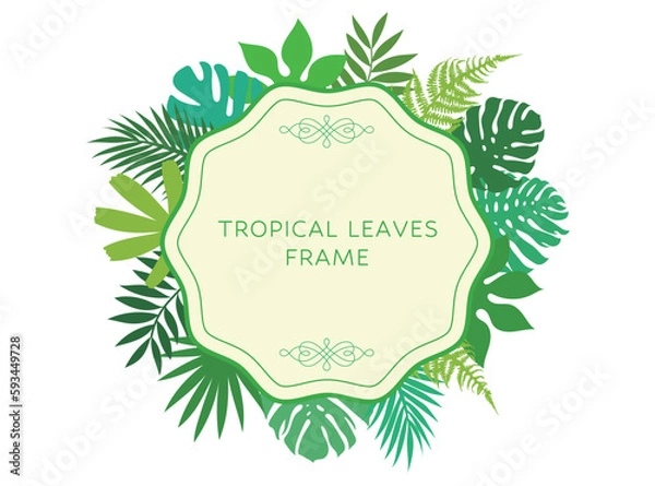 Fototapeta tropical leaf frame ,vector illustration