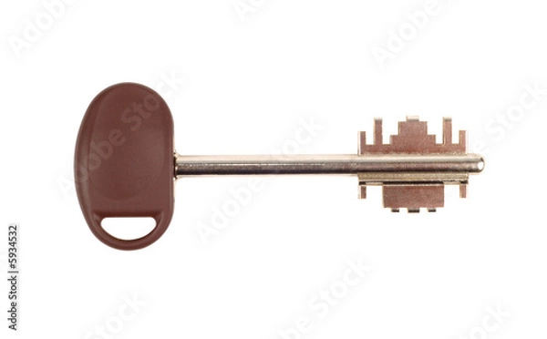 Obraz Ordinary key isolated with clipping path over white