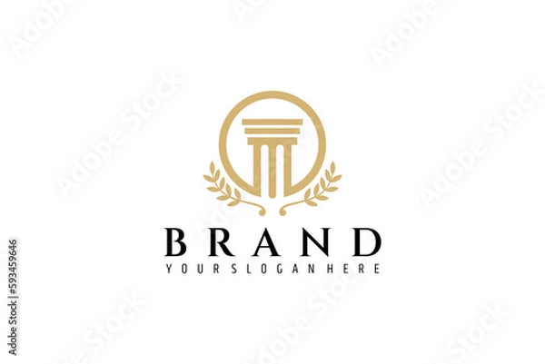 Fototapeta Law firm Pillar logo Luxury column in simple flat design style