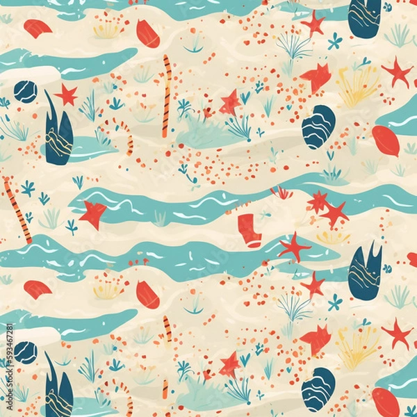 Fototapeta seamless pattern with shells