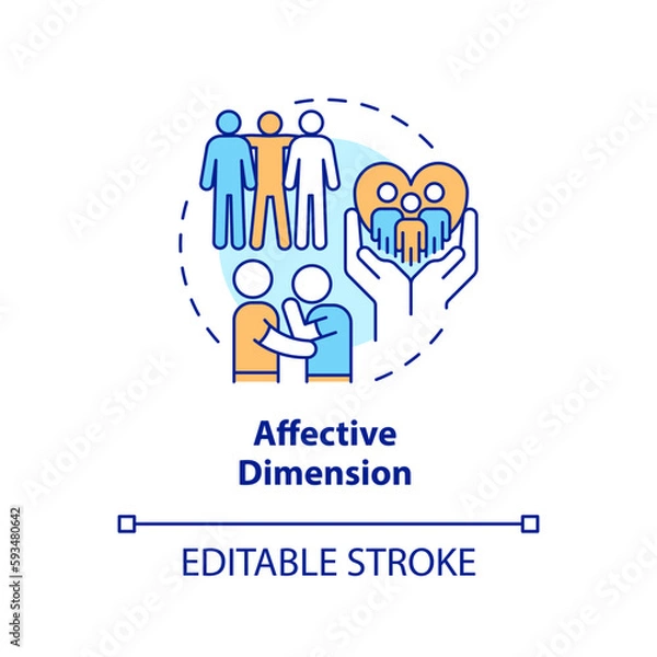 Obraz Affective dimension concept icon. SEL activity. GCED socio emotional skills abstract idea thin line illustration. Isolated outline drawing. Editable stroke. Arial, Myriad Pro-Bold fonts used