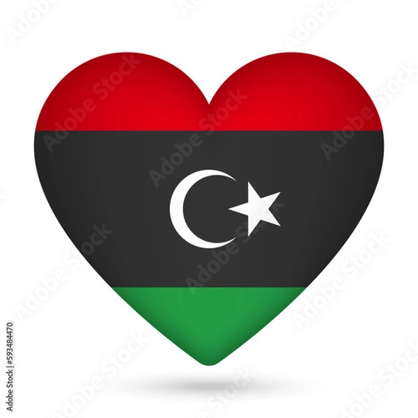 Fototapeta Libya flag in heart shape. Vector illustration.