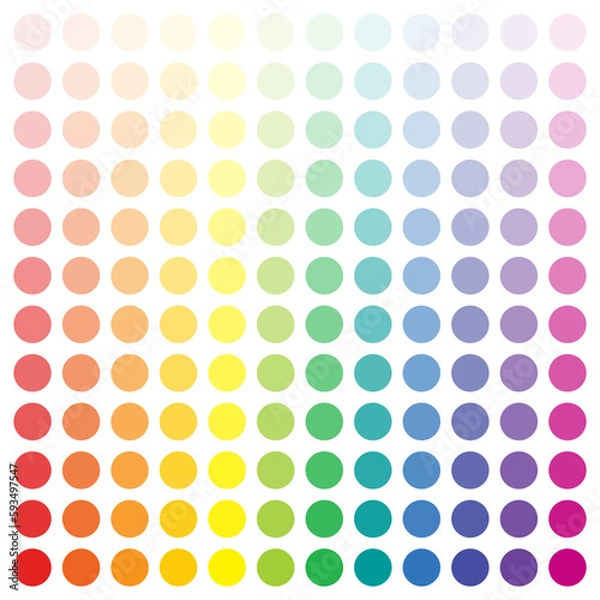 Fototapeta Color spectrum to light Color saturation, tints. Color scheme palette isolated on white background.