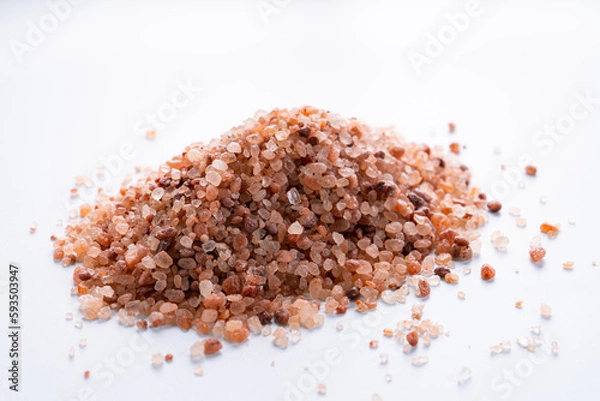 Obraz Himalayan pink salt isolated on white background with copyspace