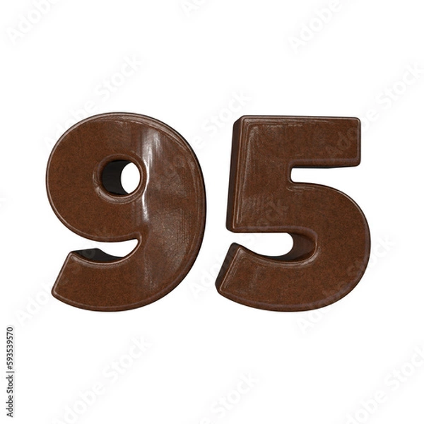 Obraz Number 95 3D render with wooden material