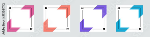 Obraz Quotation mark frame template set for social media square post vector design