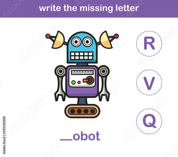 Fototapeta write the missing letter,illustration, vector