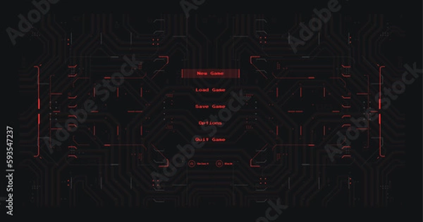 Fototapeta Sci-fi futuristic hud dashboard display virtual reality technology screen. GUI elements for VR, UI design. Futuristic User Interface. Statistics, data information infographic