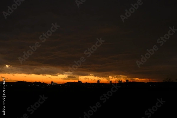 Obraz 印旛沼の夕焼け３４